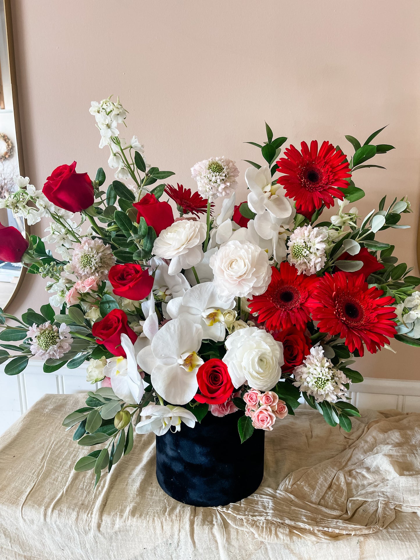Velvet Hat Box Arrangement