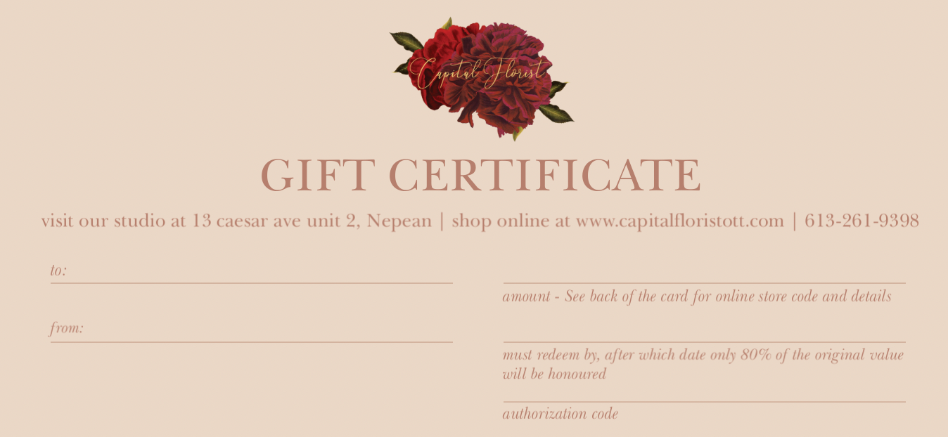 Capital Florist Gift Certificates